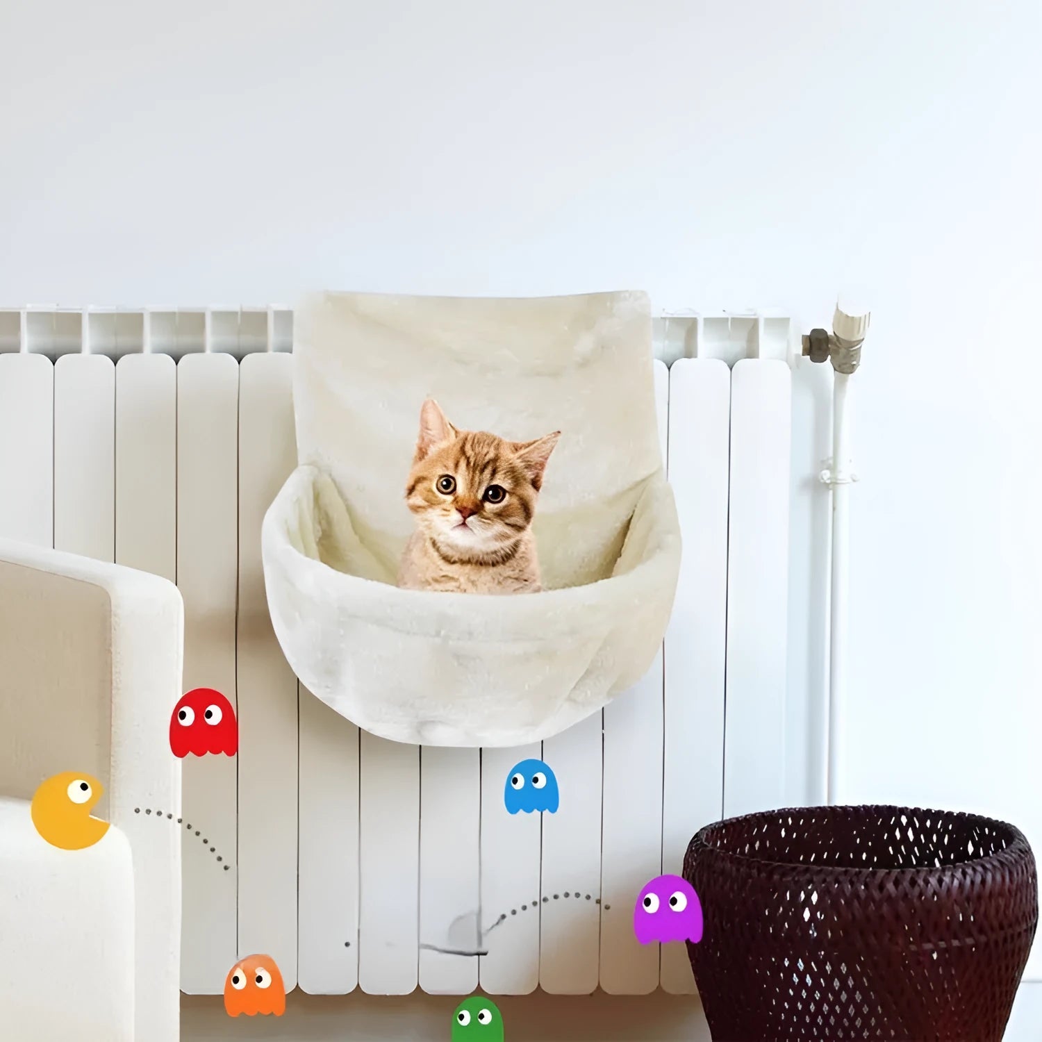 Simple iron frame cat hammock with fleece surface in available colours