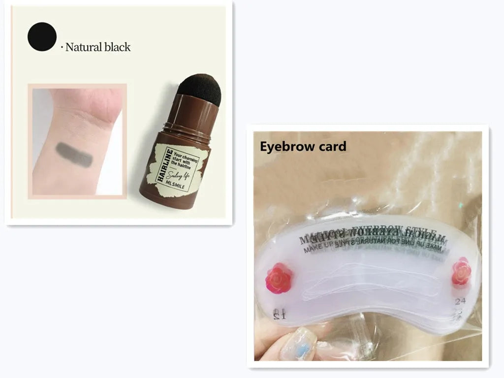 Brow stamp shaping kit with retouching shadow stick and 24 eyebrow cards for natural eyebrow shape