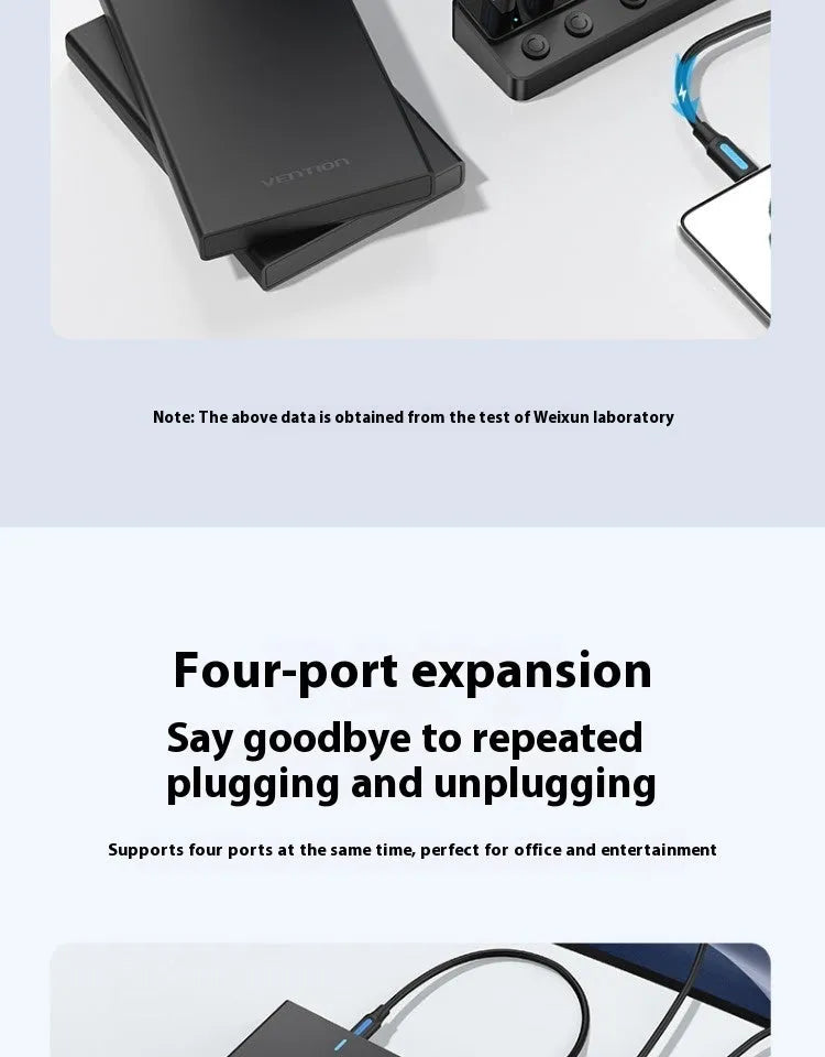 Vention USB 3.0 4-port hub docking station with 1m black cable