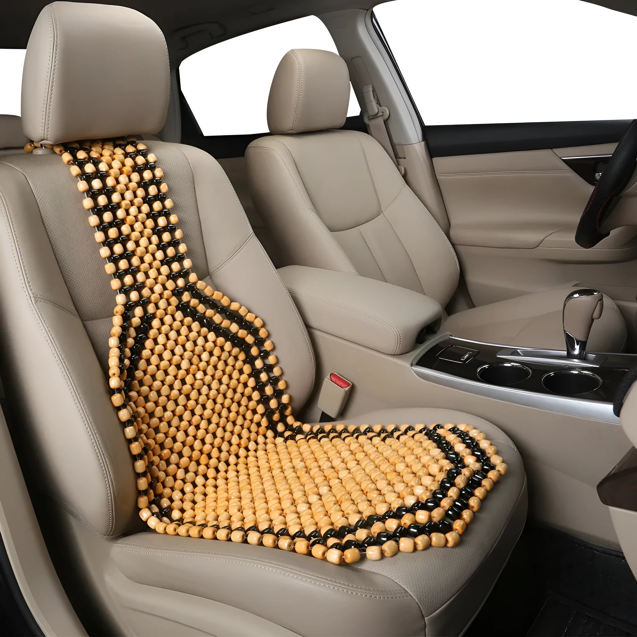 Universal five-seat car seat cushion with honeycomb mesh ventilation in beige