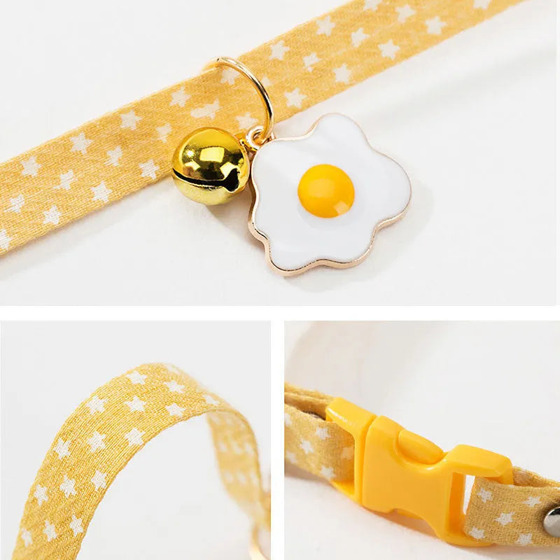 Adjustable cat collar with bell pendant and bow tie for small dogs
