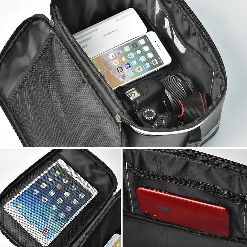 Black PU leather backseat bag for bicycle rack equipment with 12 litre capacity