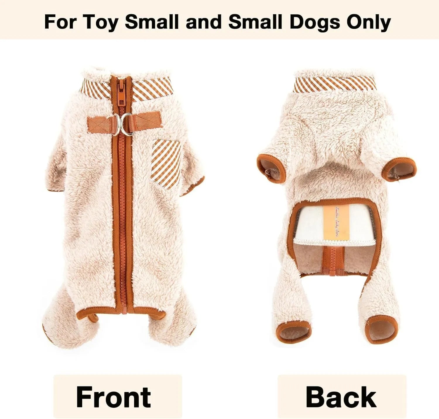 Green plush fleece dog coat with four-leg design and back zipper for small breed dogs