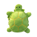 Turtle-shaped dog backpack harness vest in velvet fabric with metal zipper