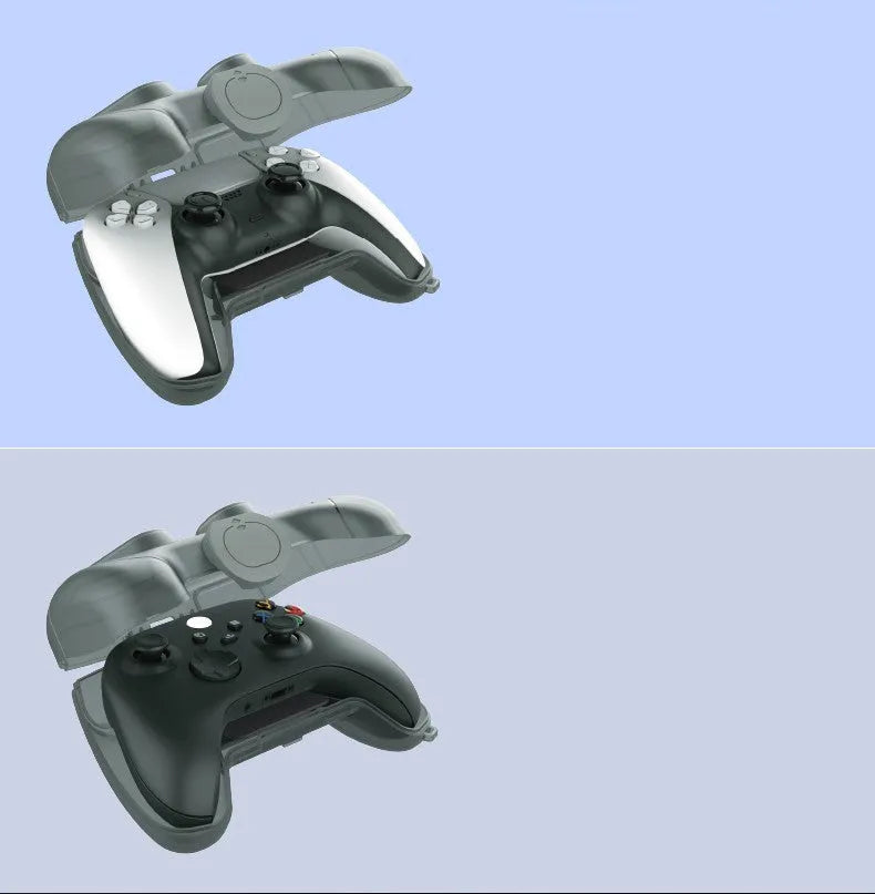 Transparent grey plastic hard storage case for game controllers