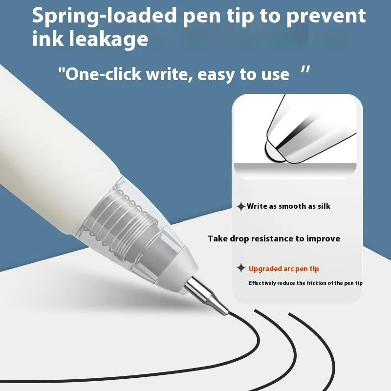 Quick-drying neutral push bullet pen refills in black, blue, red and ink blue colours with 500m writing length