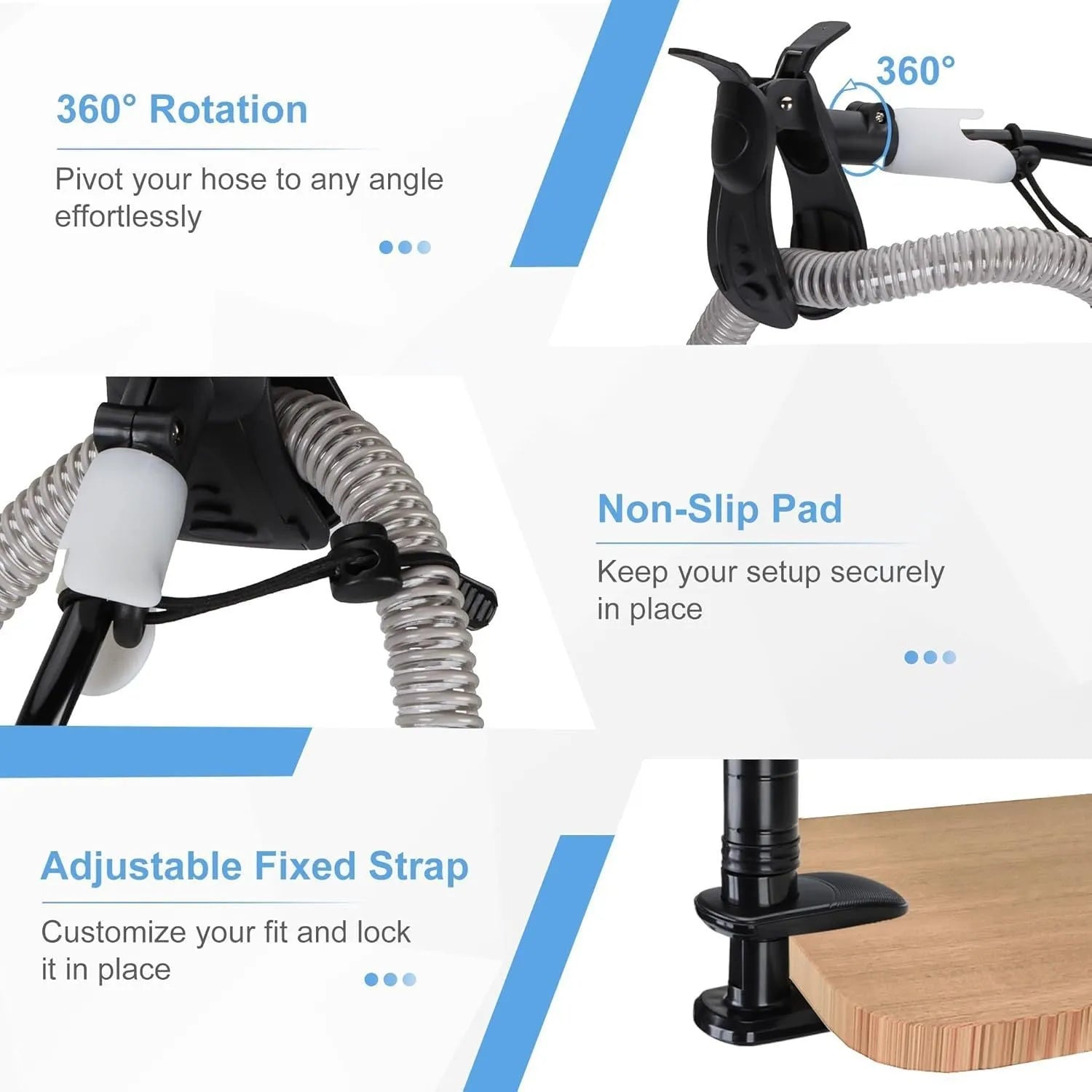 95cm long aluminium alloy and ABS ventilator hose bracket in black or white.