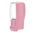 Blue foldable dog water bottle dispenser showing 550ml capacity marking.