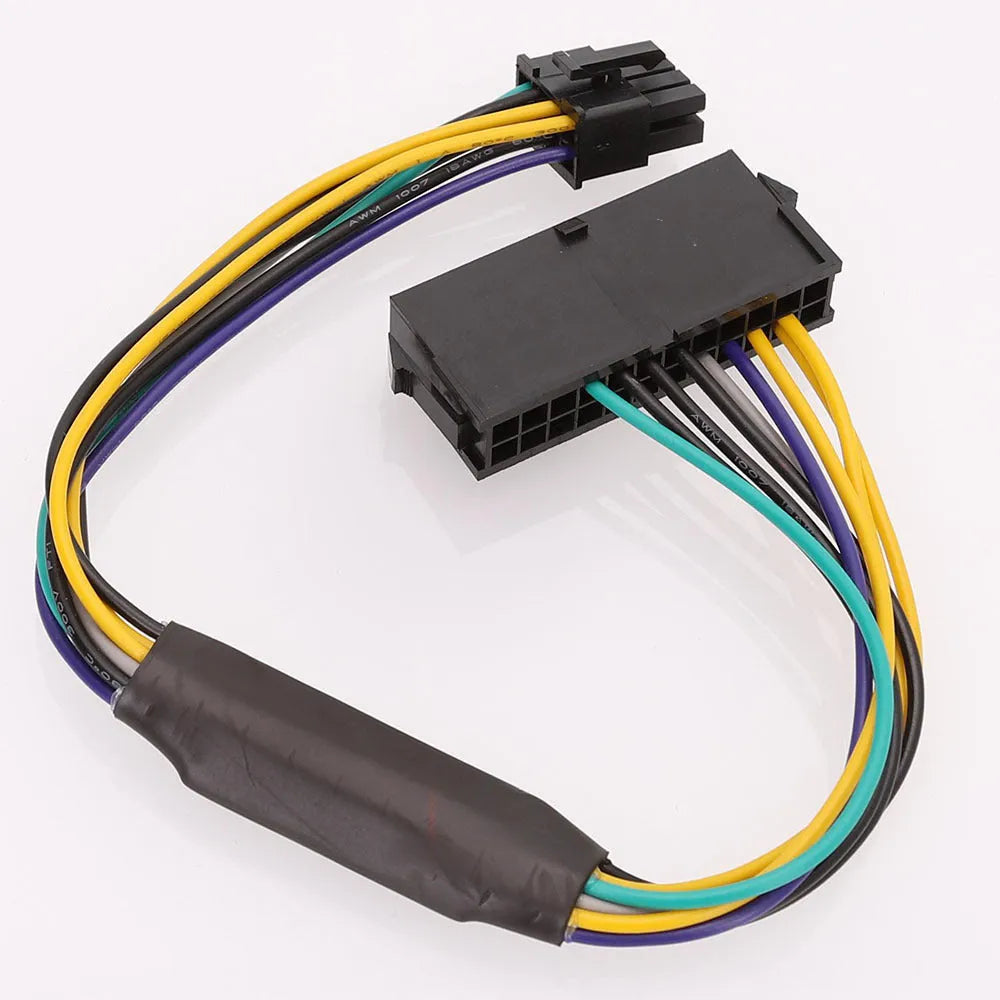 Black DELL Optiplex 8-pin power adapter cable with ATX 24-pin connector on one end, 30cm length.