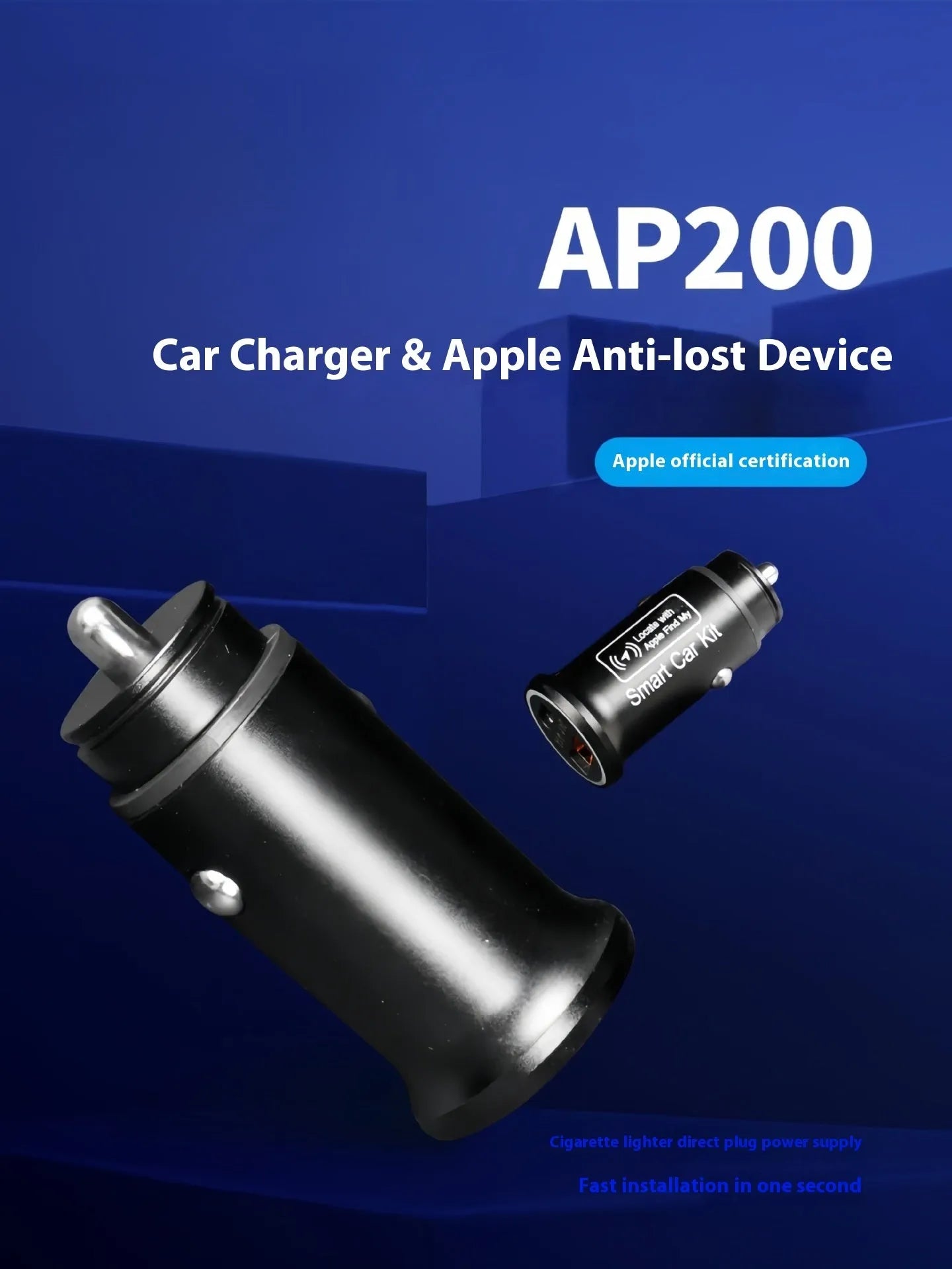 Black GPS car locator tracker with car charger on a table