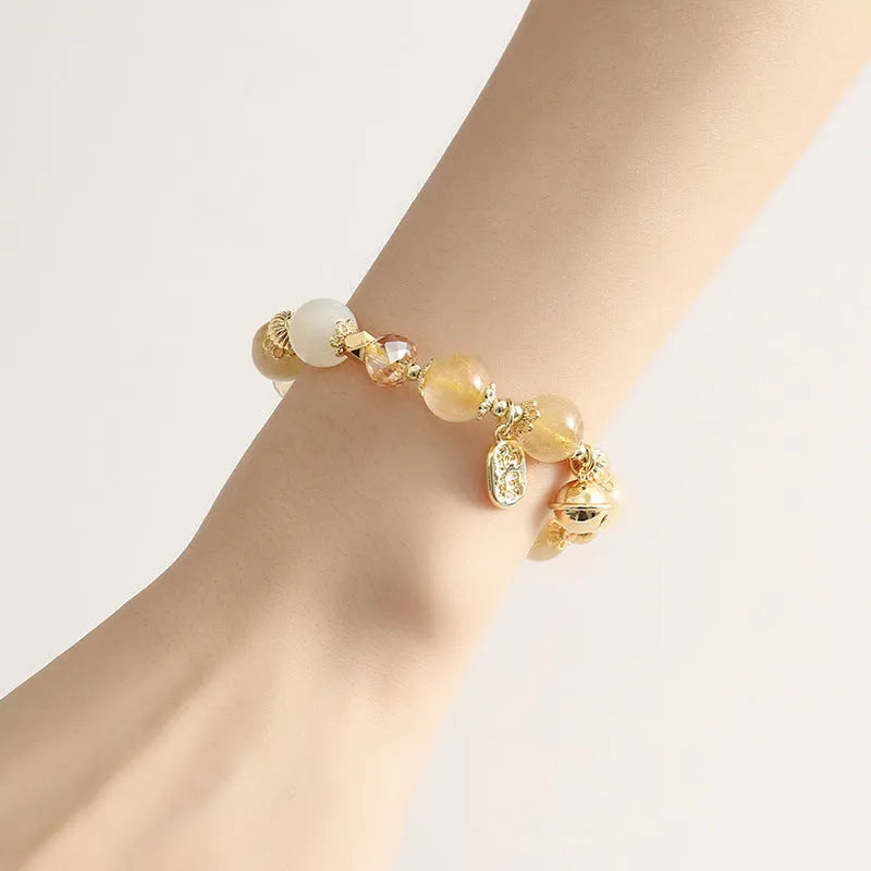 Gold rutilated quartz crystal bracelet in Lucky Fortune colour with Korean style design