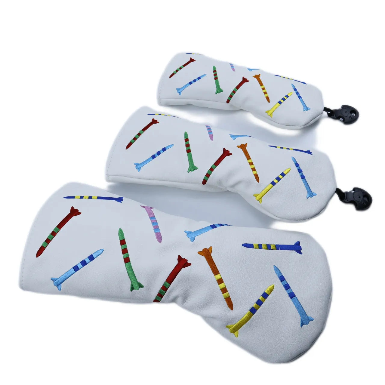 Golf club wooden pole sets in black and white with three size options
