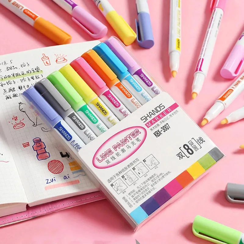 Flash Colour Acrylic Painter Pens in a set, showing fine-tipped nibs, for arts and crafts.