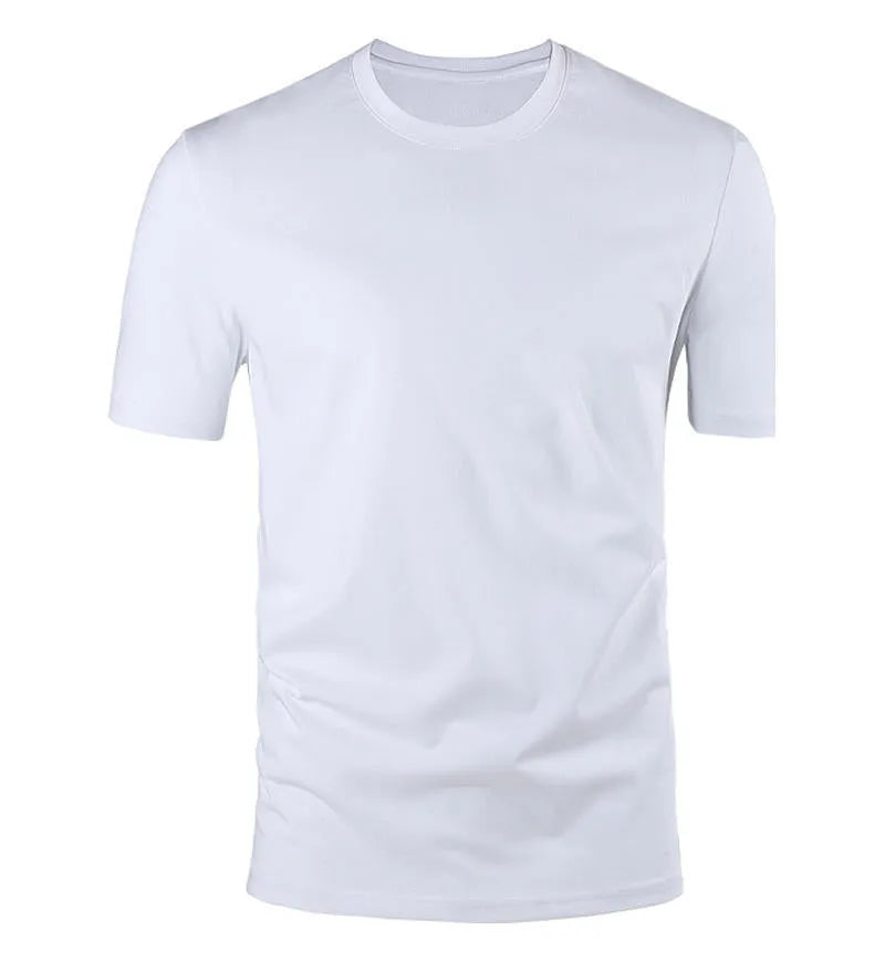 Men's solid colour cotton pullover sweatshirt on a hanger, shown in a light colour.