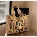Large canvas tote bag with printed design options for travel and shopping