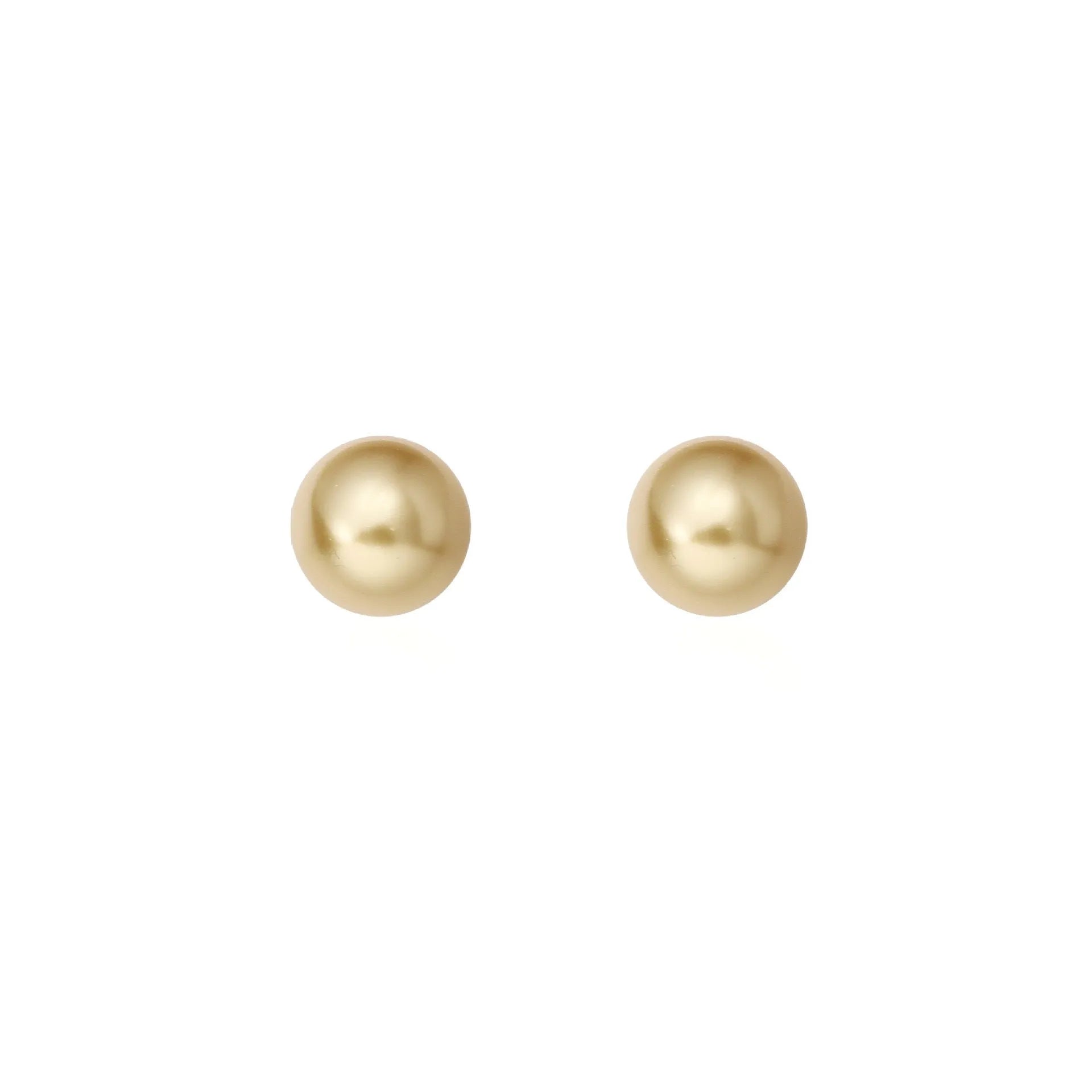 A pair of large geometric silver stud earrings with a central pearl and an eight-point star design detail.