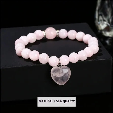 Handmade tigereye crystal love pendant bracelet with geometric round beads in natural gemstone colours
