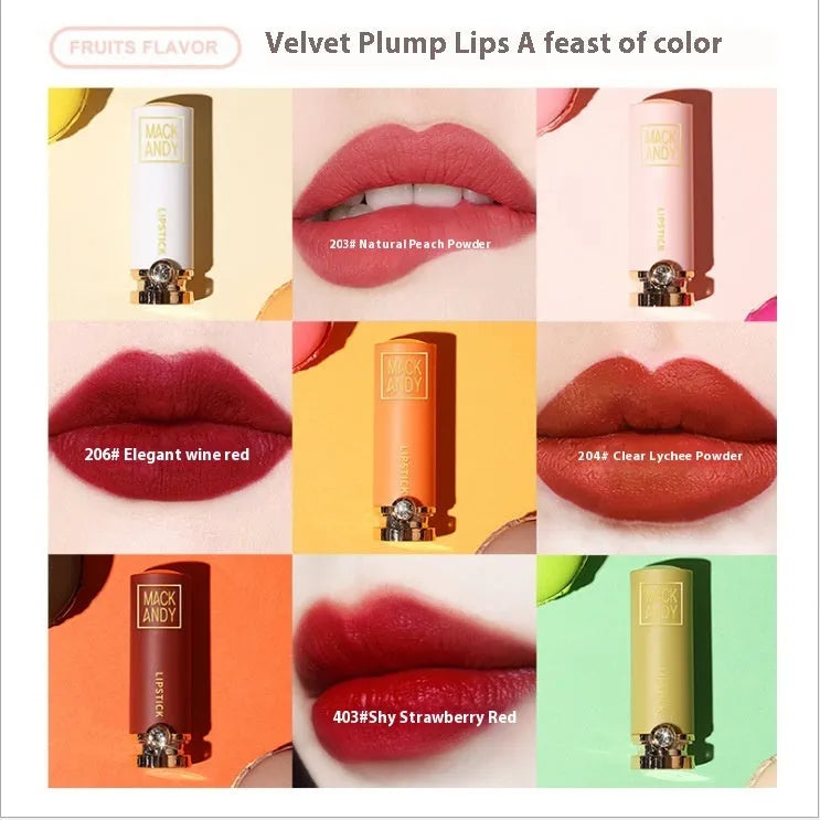 Macaron diamond velvet charm 5 pieces lipstick kit with multiple colour options in boxed packaging