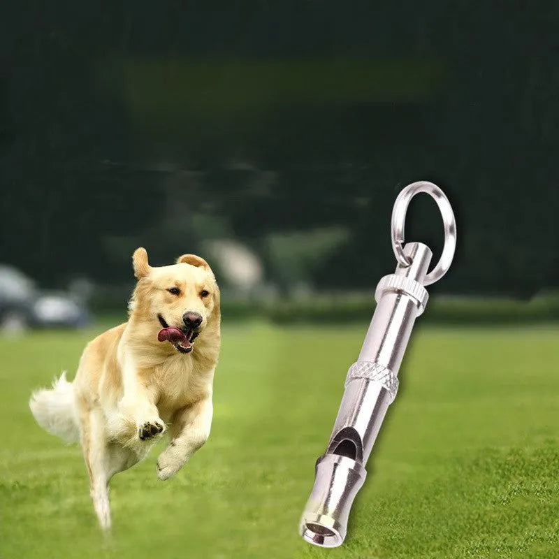 Metallic adjustable ultrasonic dog whistle for bark control and training with brass electroplated nickel construction