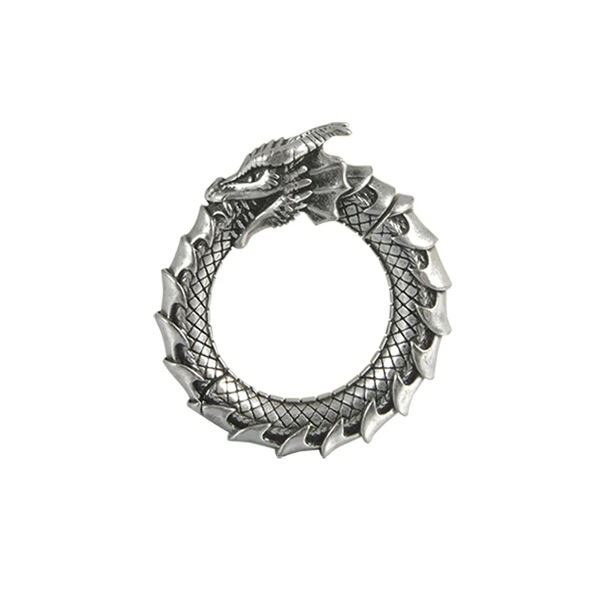 Large geometric hollow out earrings with antique silver dragon design for men and women