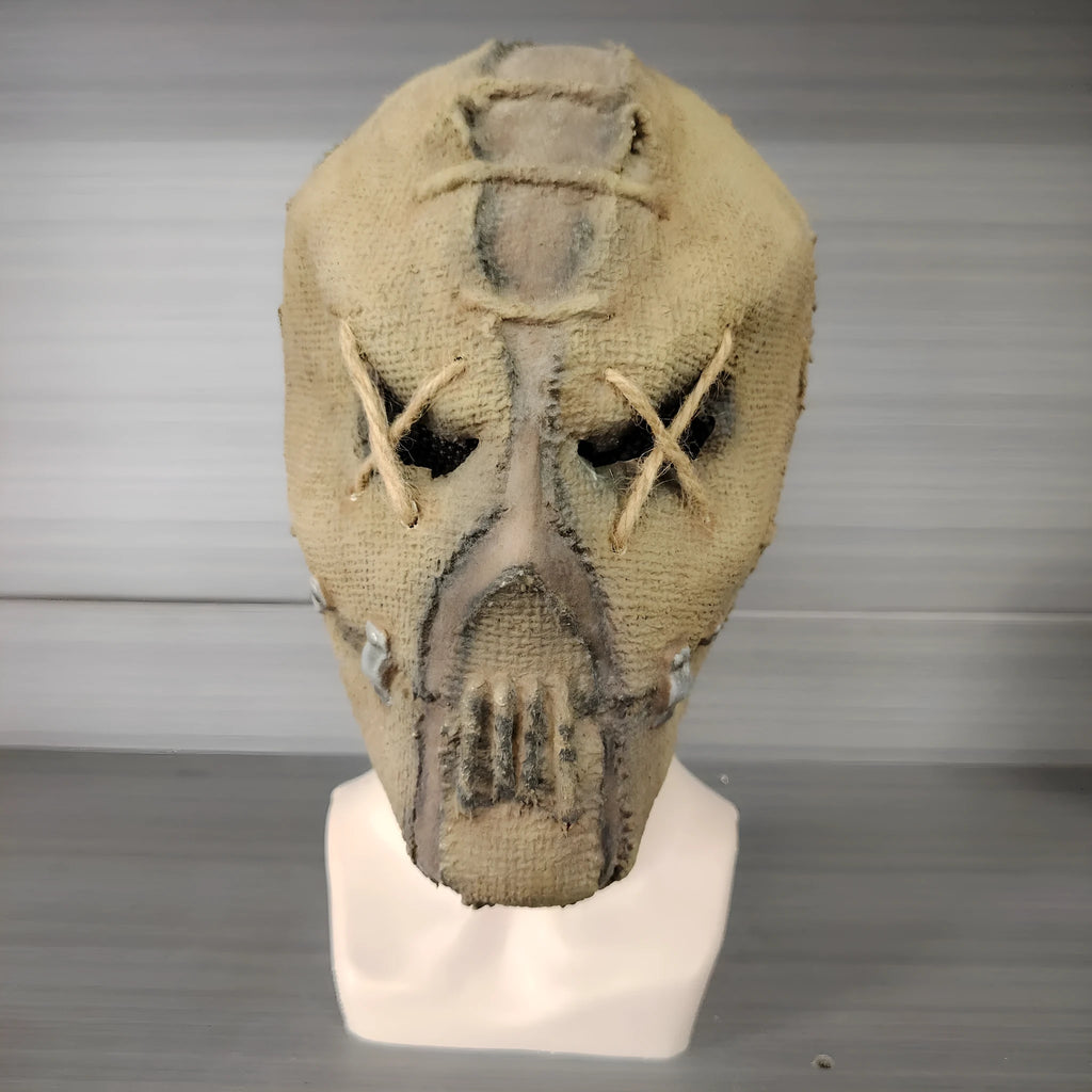 Latex scar skull Halloween mask with removable hair on adult head