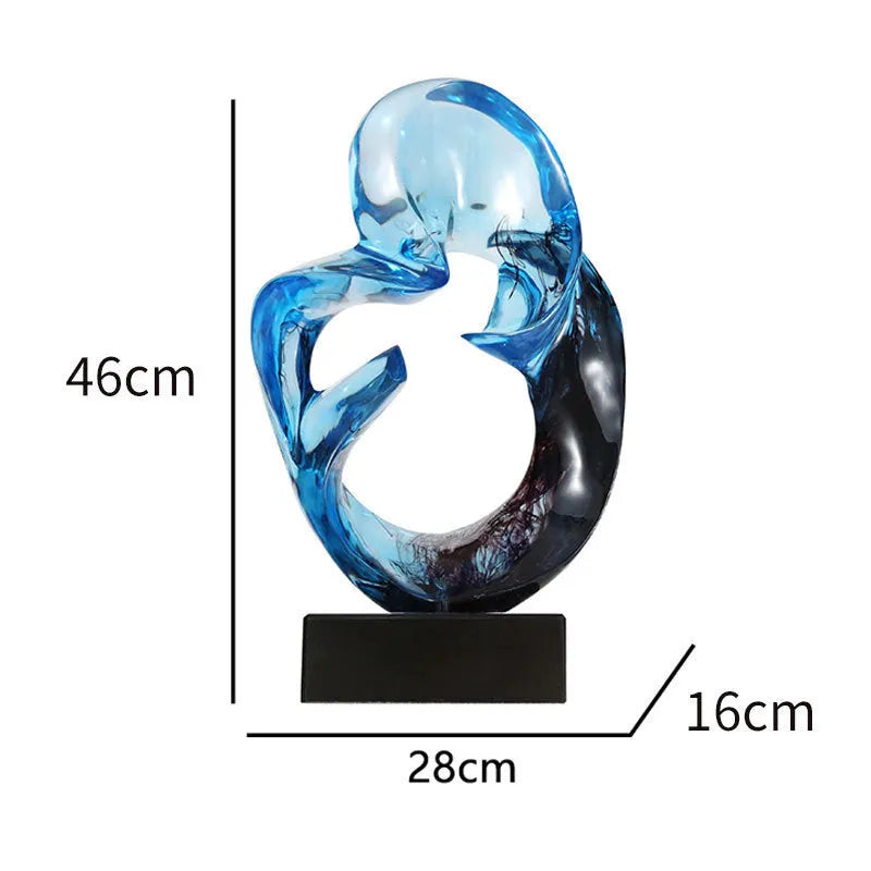 Transparent resin ornament sculpture in modern design style