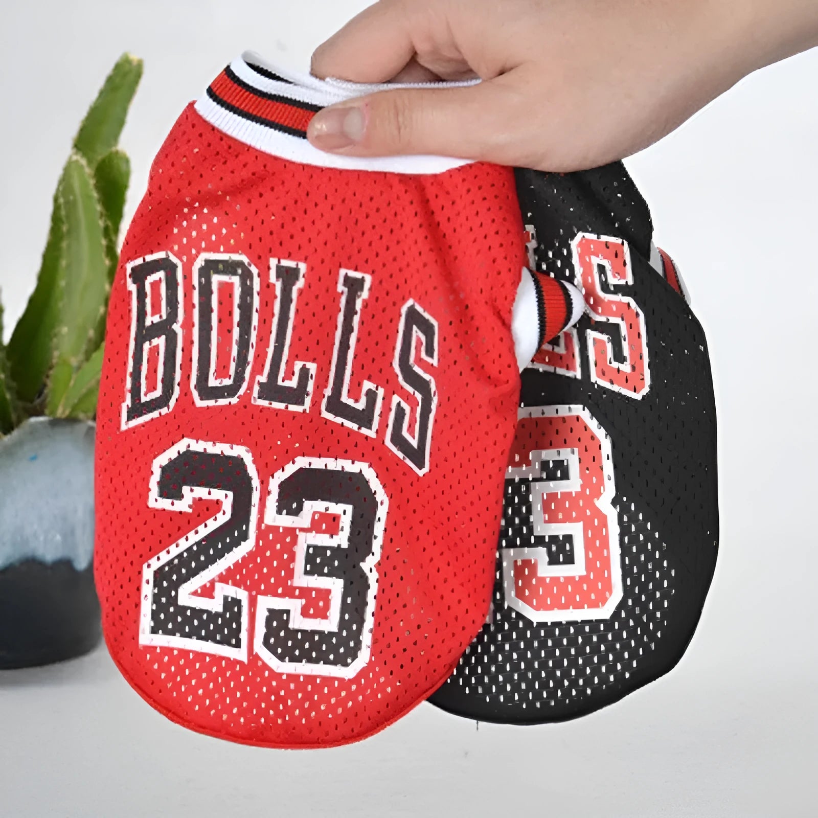 Black and red polyester dog sweatshirt vest for small to XXL sized pets