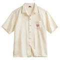 Light apricot Cuban collar shirt with bamboo floral pattern for men