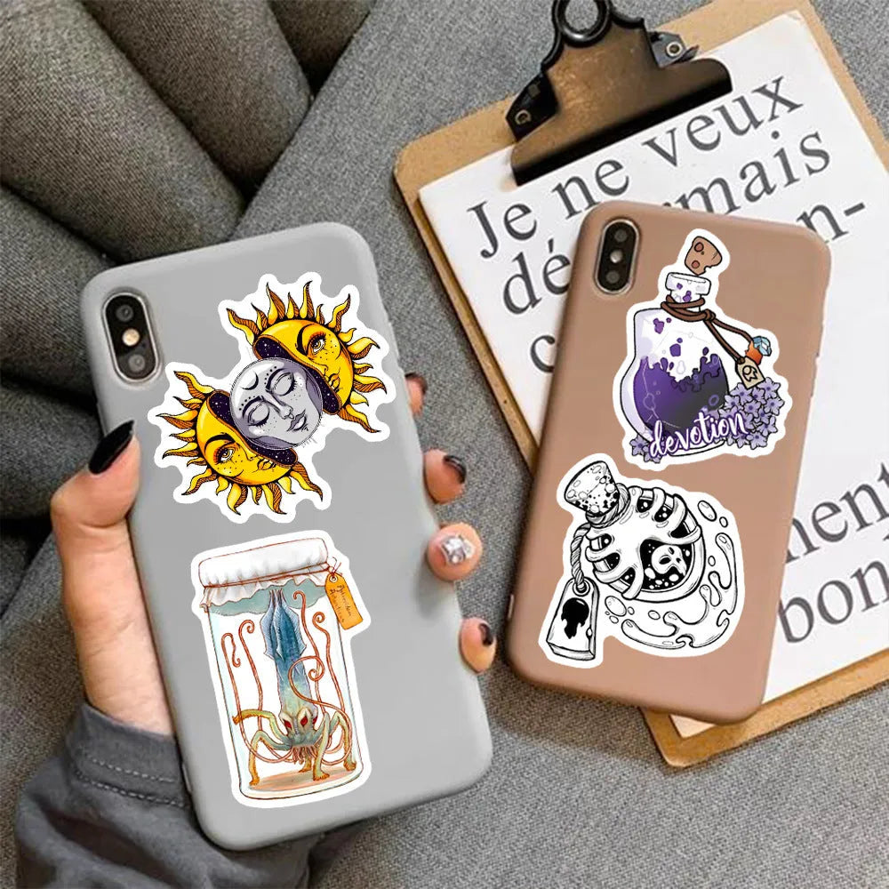 50 waterproof PVC stickers with glossy finish for laptop and smooth surface decoration