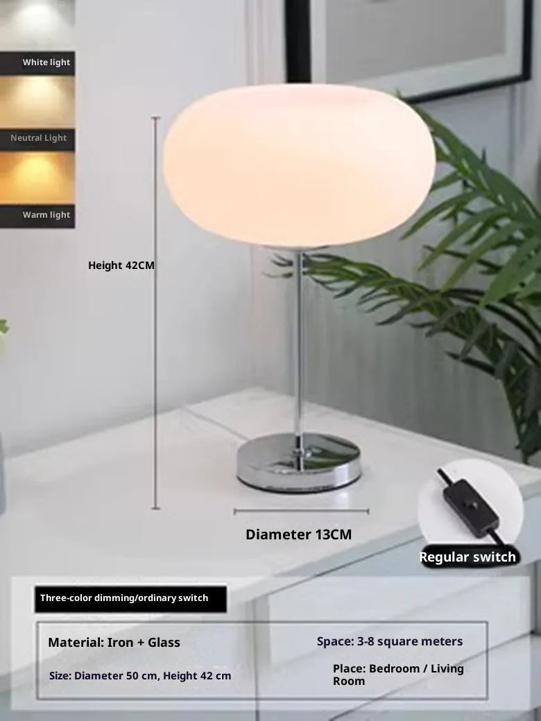 Medieval bedside decorations glass lamp with 28cm diameter shade and button switch