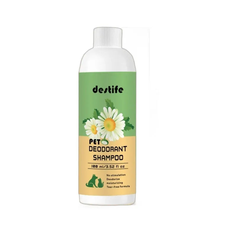 100ml bottle of pet shampoo and conditioner shower gel for dog and cat grooming with deodorising fragrance