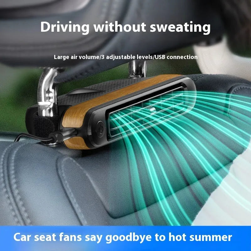 Car turbine fan with USB power, no blades, brushless motor, in black colour option for rear seat