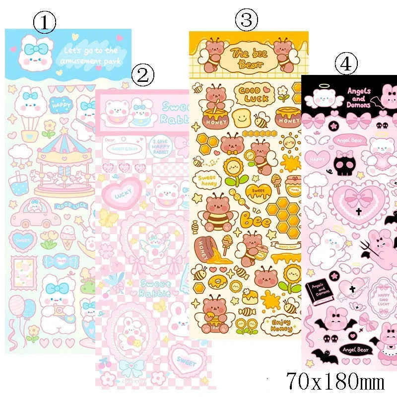 Sheet of waterproof PVC cartoon stickers for decorating notebooks and agendas.