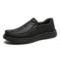 Business casual PU leather loafers for men, brown lace-up style with rubber sole and stitching detail