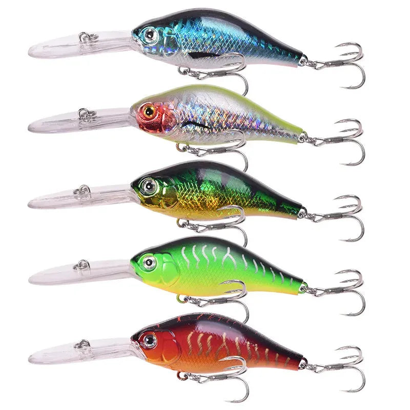 Floating Rock Little Fat Man hard mino fishing lure showing colour options and long diving lip.