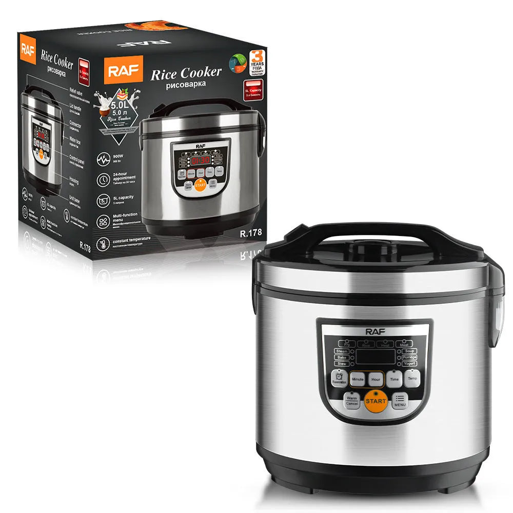 5L multifunctional rice cooker with LCD display, button control, colour R178, aluminium alloy lining