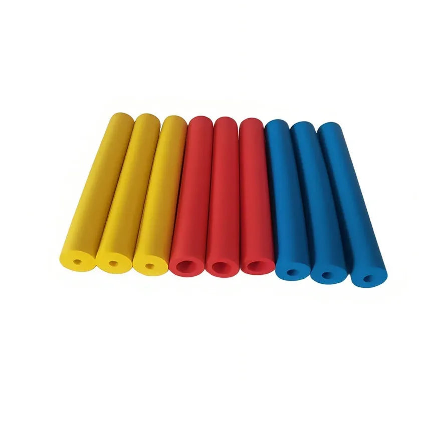 Pack of six or nine black rubber grip hoses for pens showing 10mm and 18mm inner diameter options.