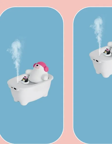 White creative USB air humidifier and aromatherapy diffuser unit on desk