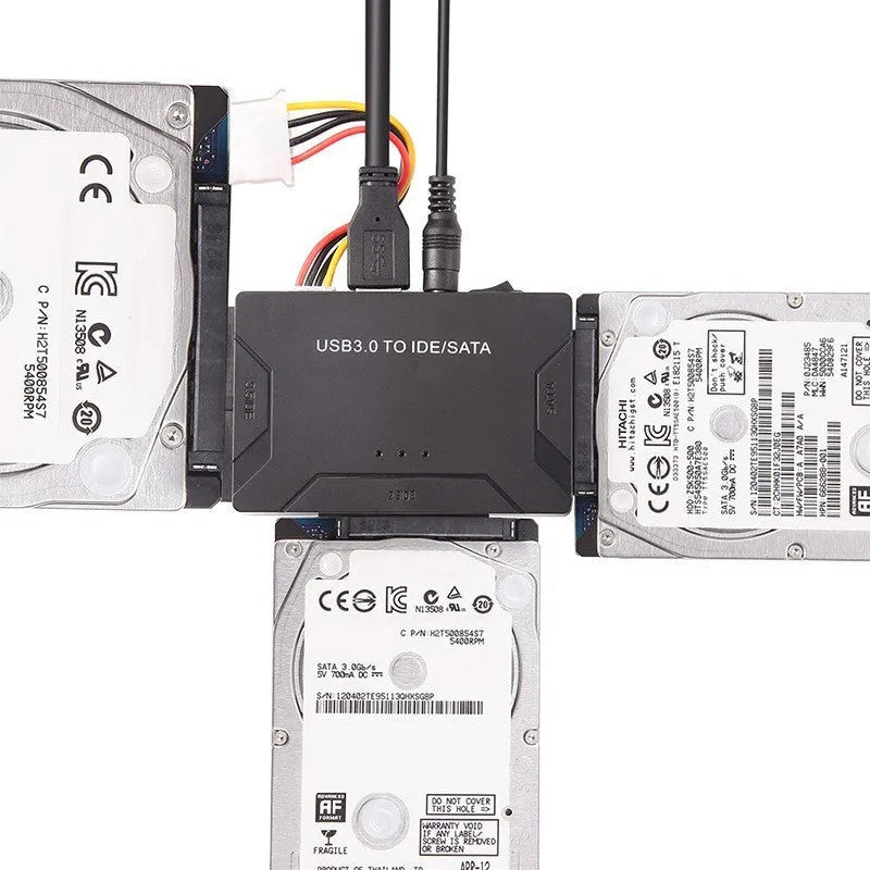 USB to IDE SATA desktop hard disk adapter with power supply and cables for 25-inch and 35-inch drives