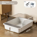 Extra large semi-closed cat litter box in milk cream white with shovel and deodorant bag, 43cm size