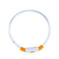 Blue USB rechargeable LED dog safety collar glowing with adjustable 70cm TPU band