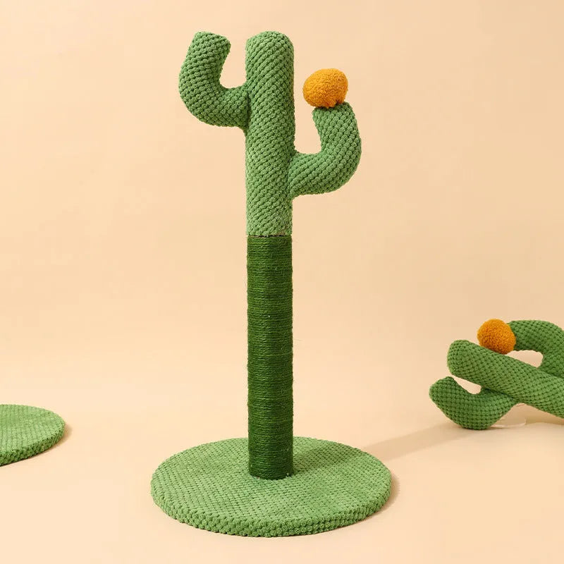 Green Masson cactus design cat scratching post and climber with sisal scratching surfaces.