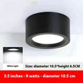 Round surface mounted LED downlight with black shell, white light, 9W to 24W options
