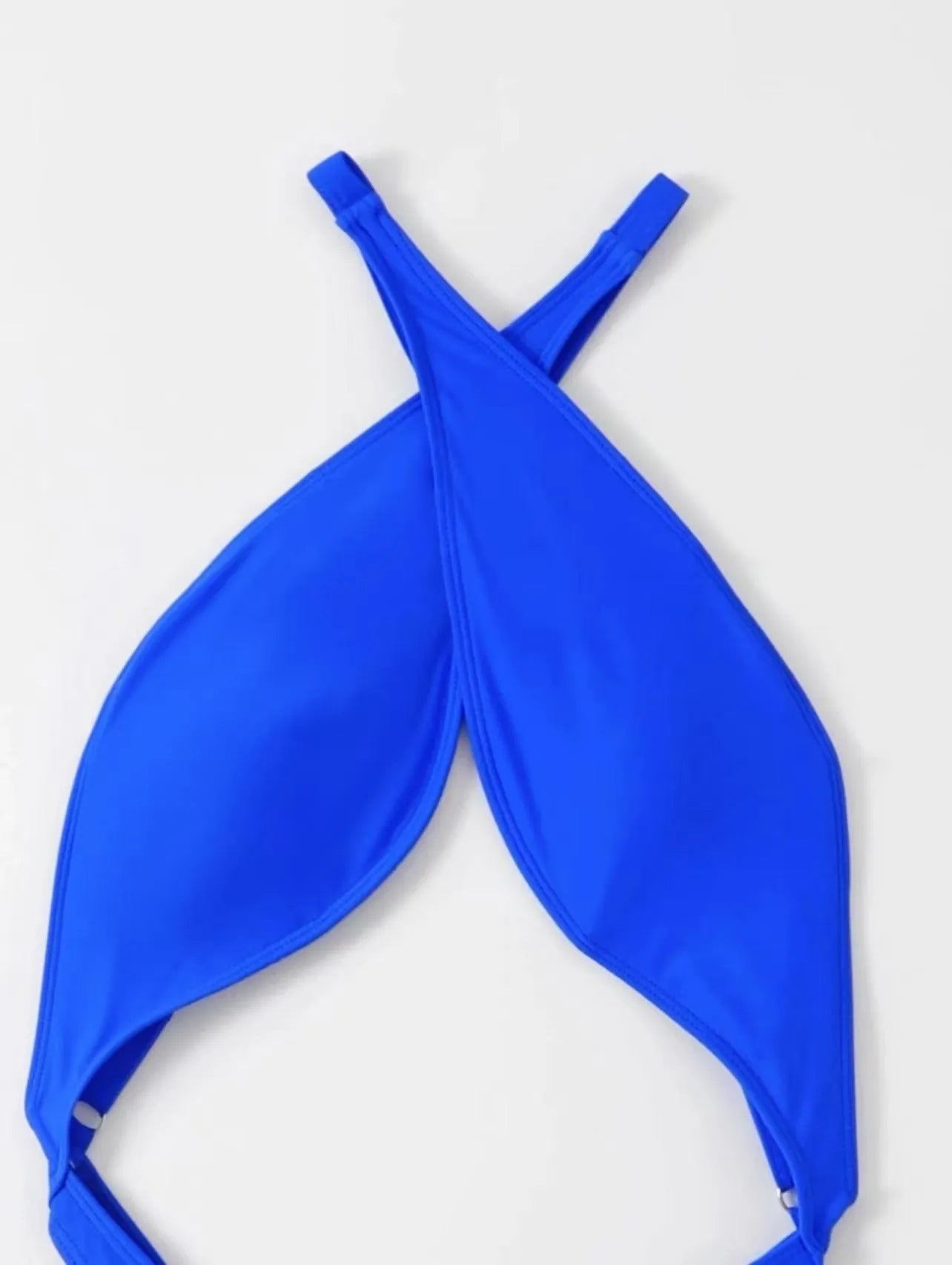 Women's solid colour one-piece swimsuit in blue or black polyester fabric