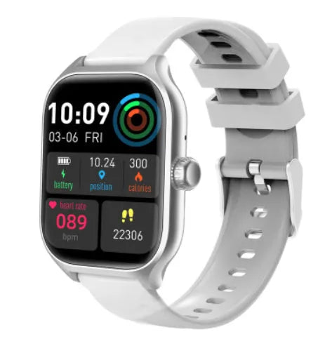 Bluetooth smart watch with touch screen display showing heart rate monitoring interface