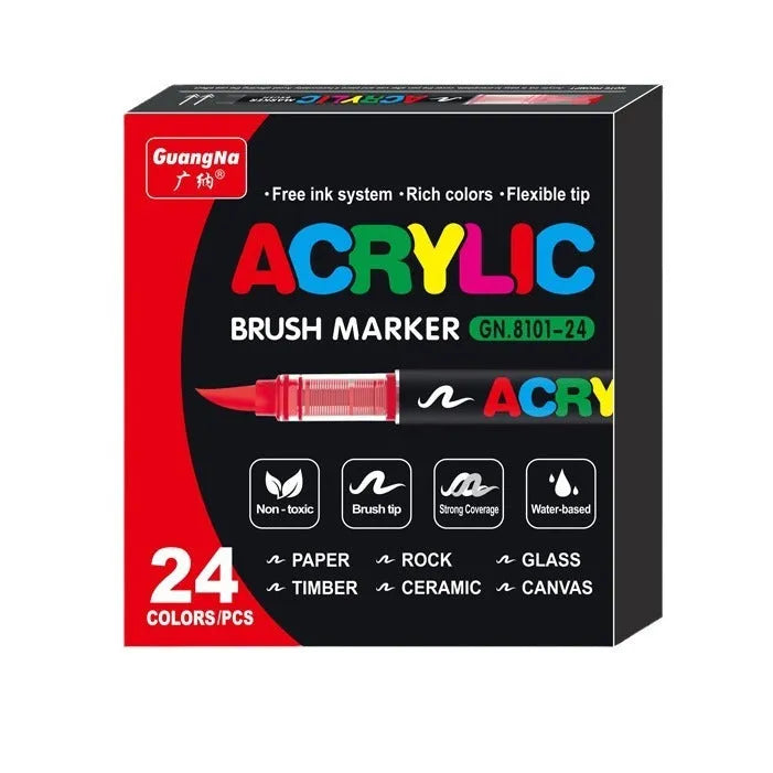 Set of acrylic paint marker pens with soft tips for graffiti and hand painting art