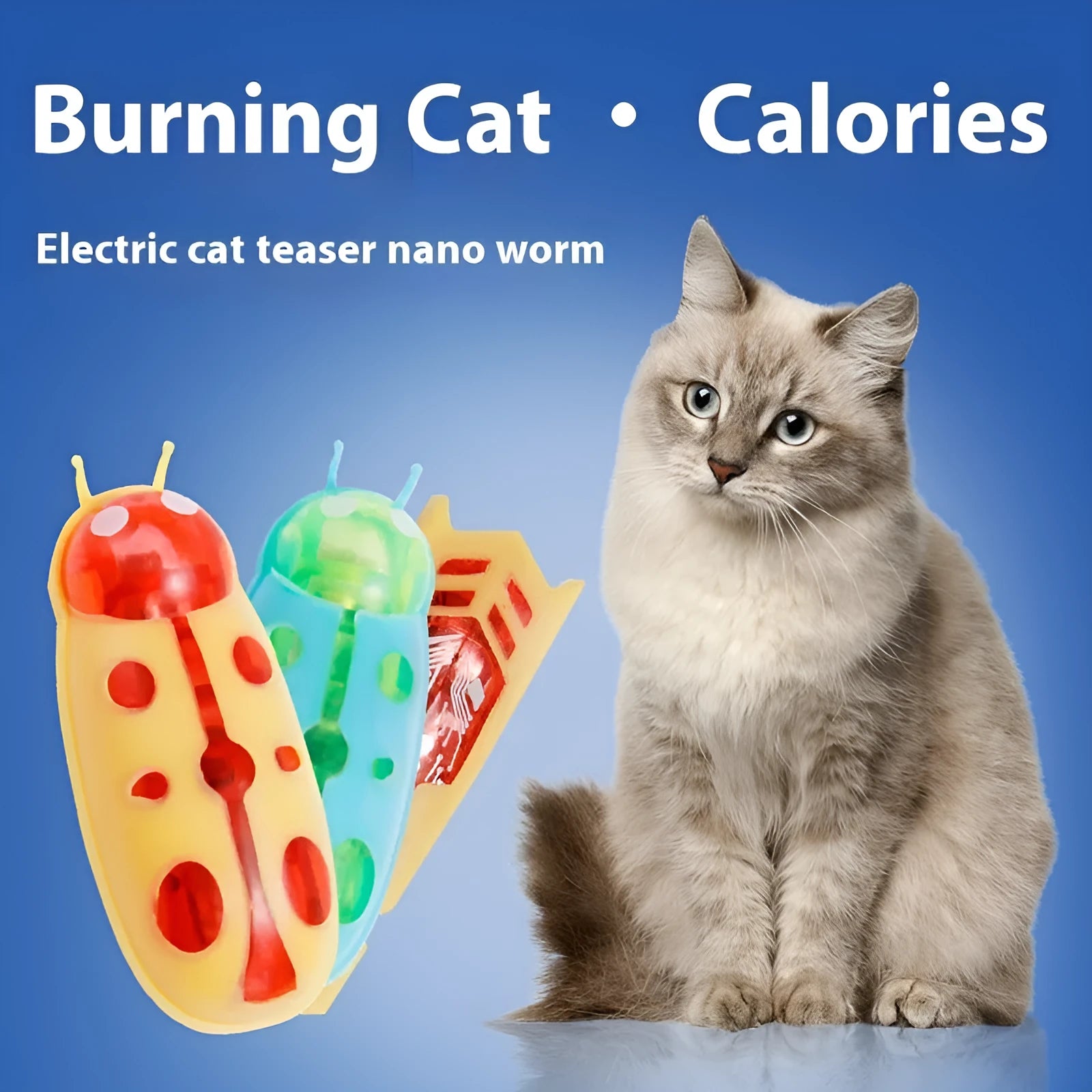 Electric jumping worm cat teaser toy in miniature 4.5cm insect design