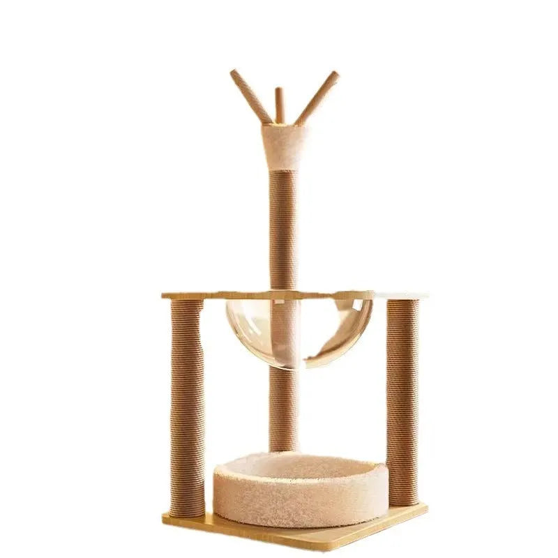 Wooden cat climbing frame with space capsule design in luxury colours