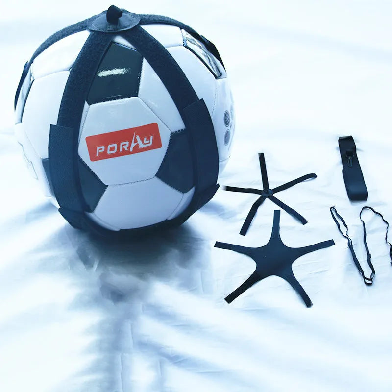 Black football juggling belt with 2 metre elastic cord for solo training
