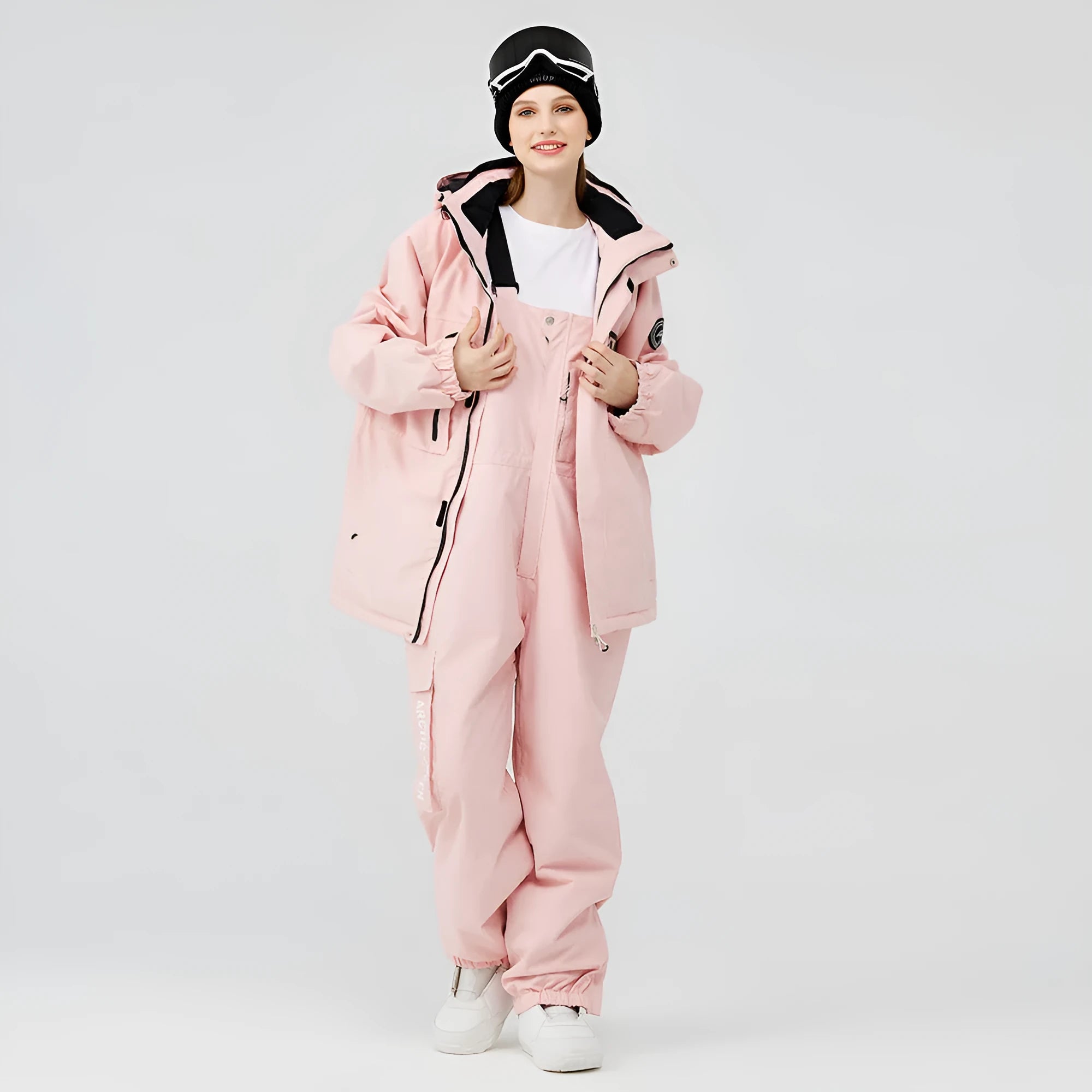 Blue and black unisex waterproof winter ski suit with top and pants for snow sports